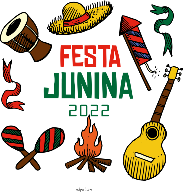 Free Holidays Drawing Calligraphy Guitar For Brazilian Festa Junina Clipart Transparent Background