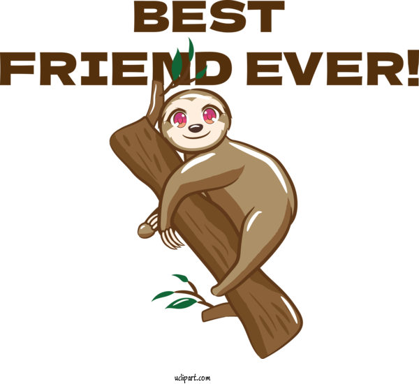 Free Holiday Sloths Vector Drawing For Friendship Day Clipart Transparent Background