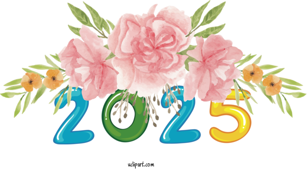 Free New Year Floral Design Flower Flower Bouquet For 2025 New Year Clipart Transparent Background