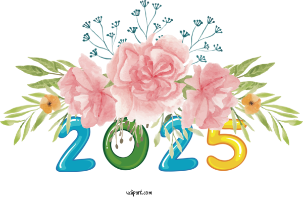 Free New Year Flower Carnation Flower Bouquet For 2025 New Year Clipart Transparent Background