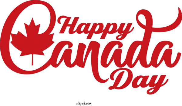 Free Holiday Logo Text Line For Canada Day Clipart Transparent Background