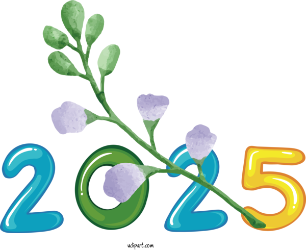 Free New Year Plant Stem Flower Leaf For 2025 New Year Clipart Transparent Background