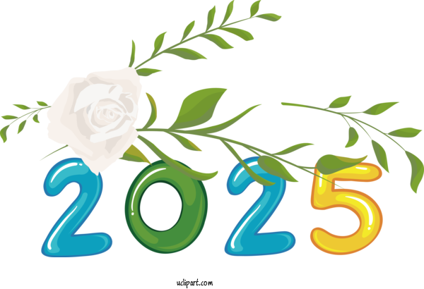 Free New Year Leaf Plant Stem Floral Design For 2025 New Year Clipart Transparent Background