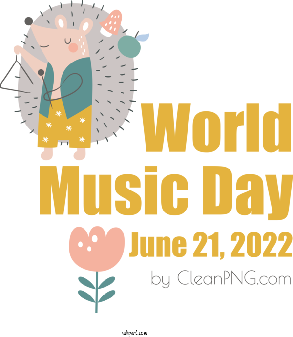 Free Music Day Logo Cartoon Flower For World Music Day Clipart Transparent Background