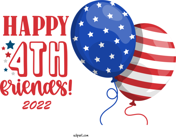 Free US Independence Day Logo Balloon Design For 4th Of July Clipart Transparent Background