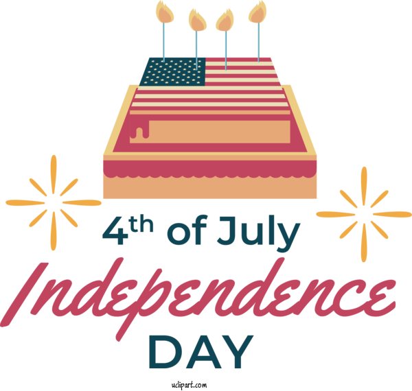 Free US Independence Day Logo Line Text For 4th Of July Clipart Transparent Background