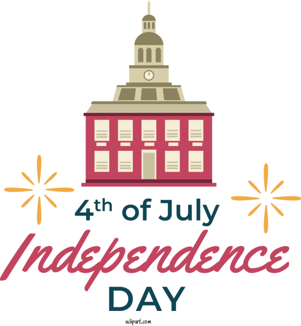 Free US Independence Day Logo Line Façade For 4th Of July Clipart Transparent Background