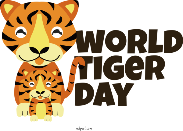 Free Holiday Tiger Cat Greeting Card For World Tiger Day Clipart Transparent Background