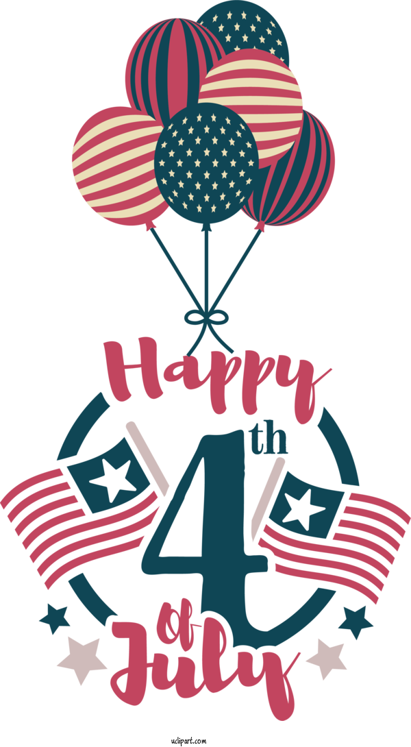 Free Independence Day Design Logo Balloon For 4th Of July Clipart Transparent Background
