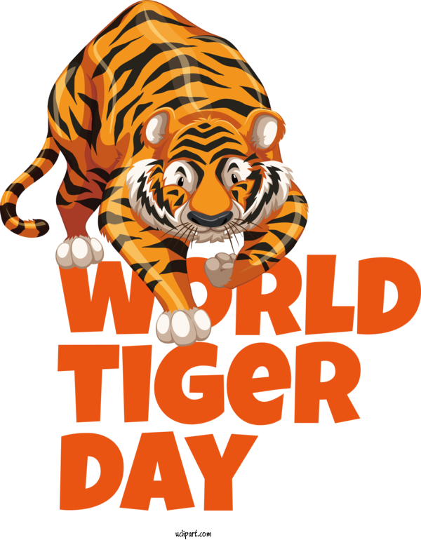 Free Holiday Tiger Cat Like Cat For World Tiger Day Clipart Transparent Background