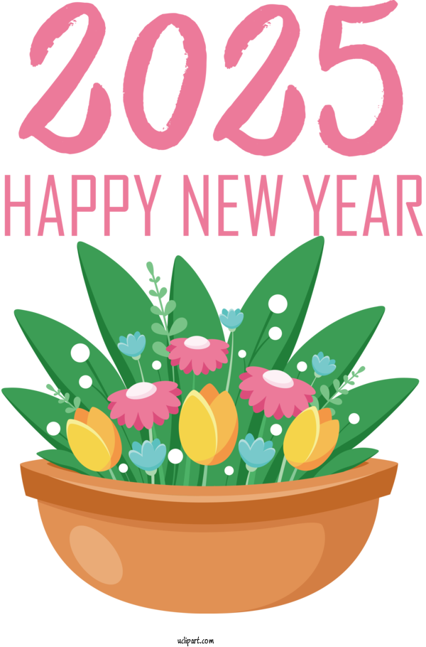 Free Holidays Flower Floral Design Cut Flowers For 2025 NEW YEAR Clipart Transparent Background