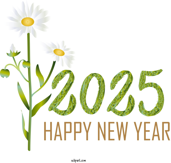 Free Holidays Cut Flowers Plant Stem Flower For 2025 NEW YEAR Clipart Transparent Background