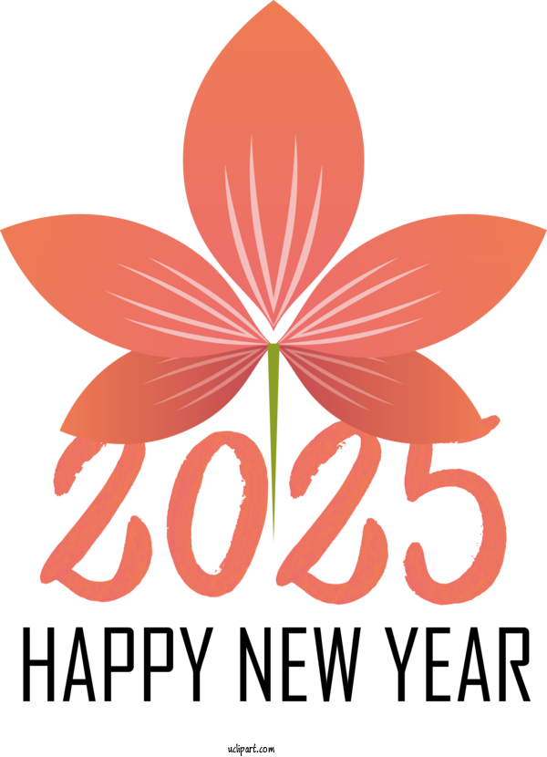 Free Holidays Flower Design Logo For 2025 NEW YEAR Clipart Transparent Background