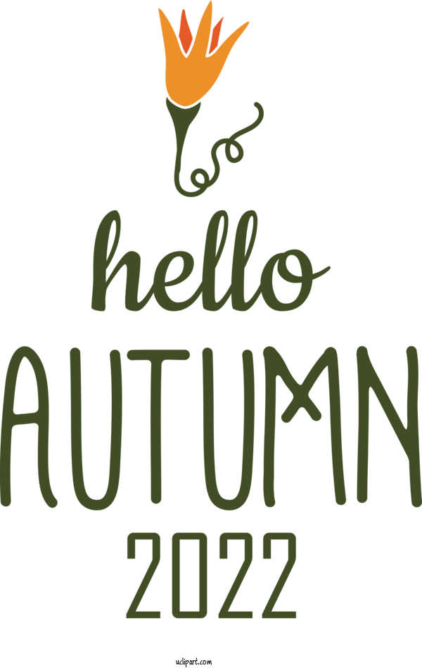 Free Hello Fall Logo Green Design For Hello Autumn Clipart Transparent Background