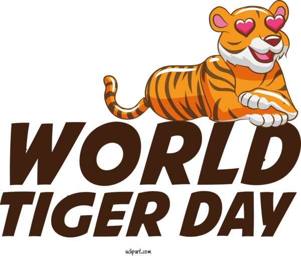 Free Holiday Tiger Cat Design For World Tiger Day Clipart Transparent Background