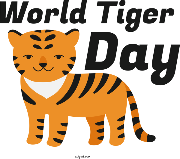 Free Holiday Cat Tiger Design For World Tiger Day Clipart Transparent Background