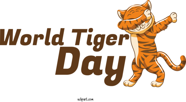 Free Holiday Cat Tiger Logo For World Tiger Day Clipart Transparent Background