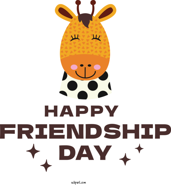 Free Holiday Giraffe Design Cartoon For Friendship Day Clipart Transparent Background