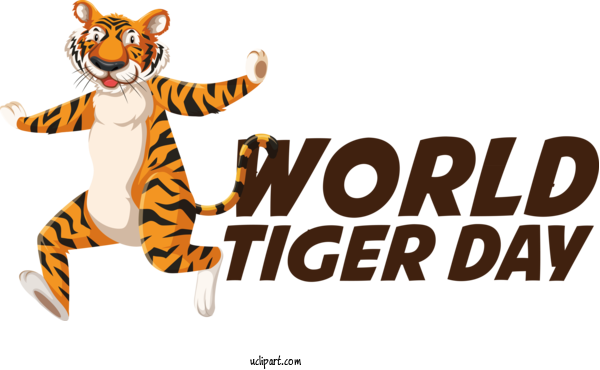 Free Holiday Tiger Drawing Cartoon For World Tiger Day Clipart Transparent Background