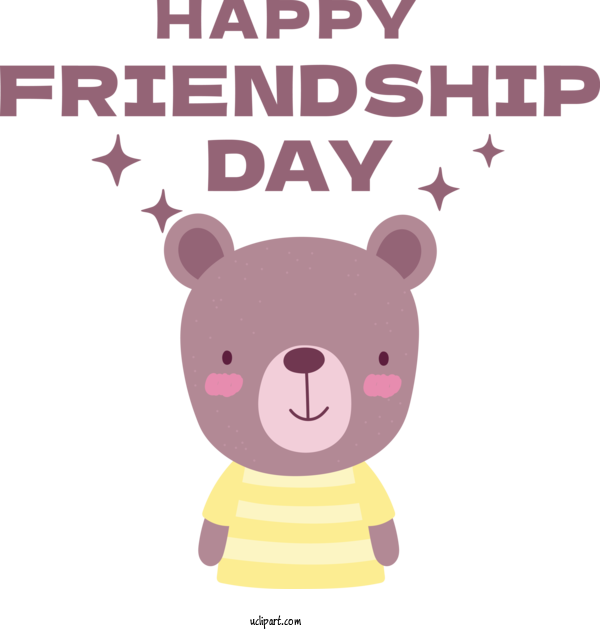 Free Holiday Design Teddy Bear Cartoon For Friendship Day Clipart Transparent Background