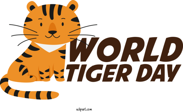 Free Holiday Tiger Cat Design For World Tiger Day Clipart Transparent Background