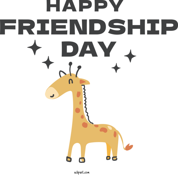 Free Holiday Giraffe Cartoon Laser For Friendship Day Clipart Transparent Background