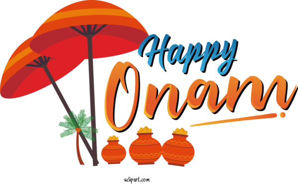 Free Holiday Logo Line Text For Happy Onam Day Clipart Transparent Background