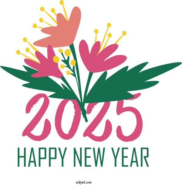 Free Holiday Leaf Cut Flowers Tree For 2025 NEW YEAR Clipart Transparent Background