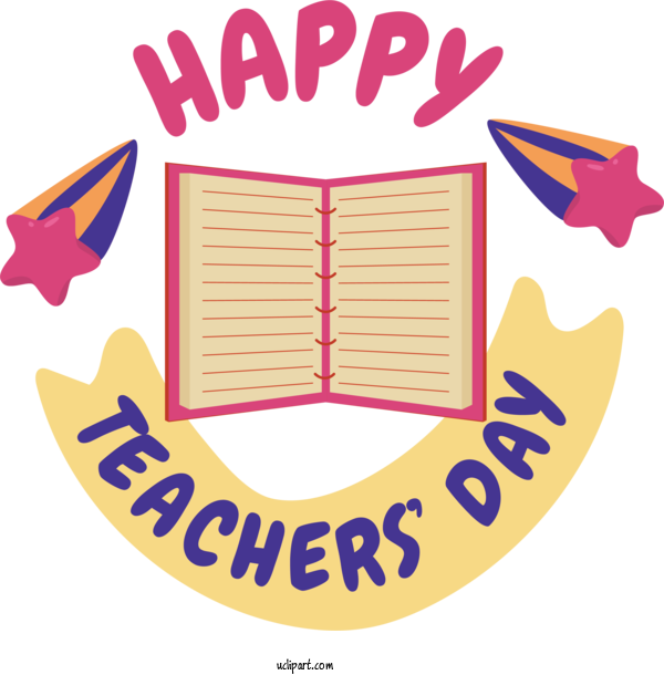 Free Holiday Logo Yellow Line For Happy Teachers Day Clipart Transparent Background