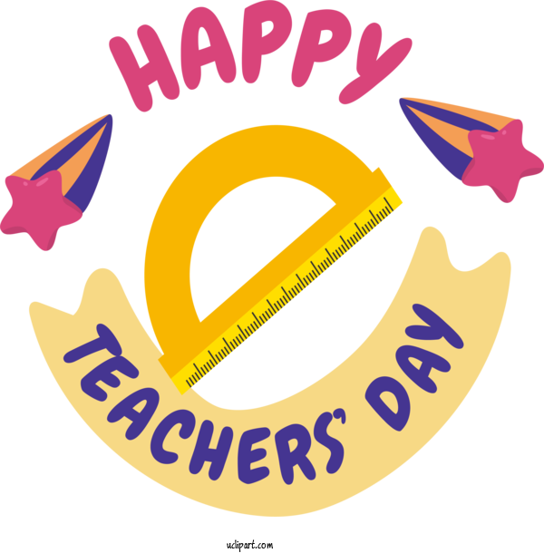 Free Holiday Symbol Logo Yellow For Happy Teachers Day Clipart Transparent Background