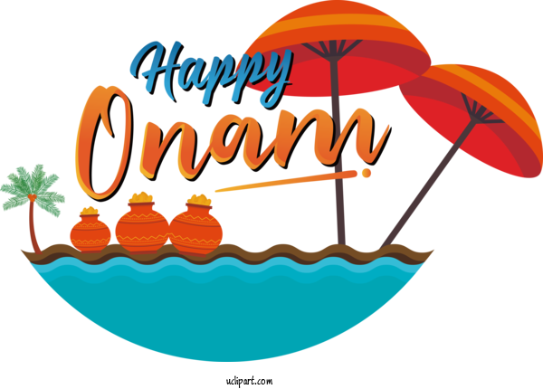 Free Holiday Logo Text Line For Happy Onam Day Clipart Transparent Background