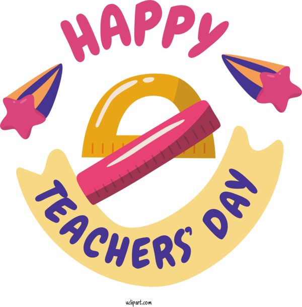 Free Holiday Logo Symbol Text For Happy Teachers Day Clipart Transparent Background