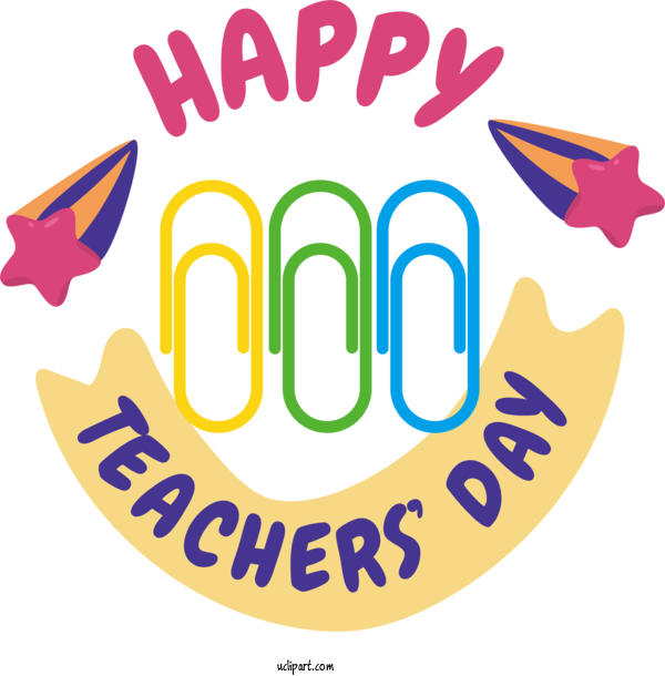 Free Holiday Logo Yellow Line For Happy Teachers Day Clipart Transparent Background