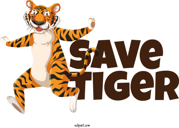 Free Holiday Tiger Cat Cartoon For Save Tiger Clipart Transparent Background