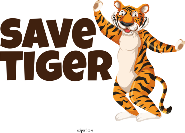 Free Holiday Bengal Tiger Cartoon Tiger For Save Tiger Clipart Transparent Background