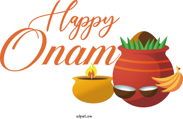 Free Holiday Logo Design Text For Happy Onam Clipart Transparent Background
