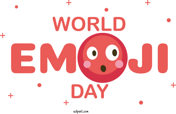 Free Holiday Logo Happiness Red For World Emoji Day Clipart Transparent Background