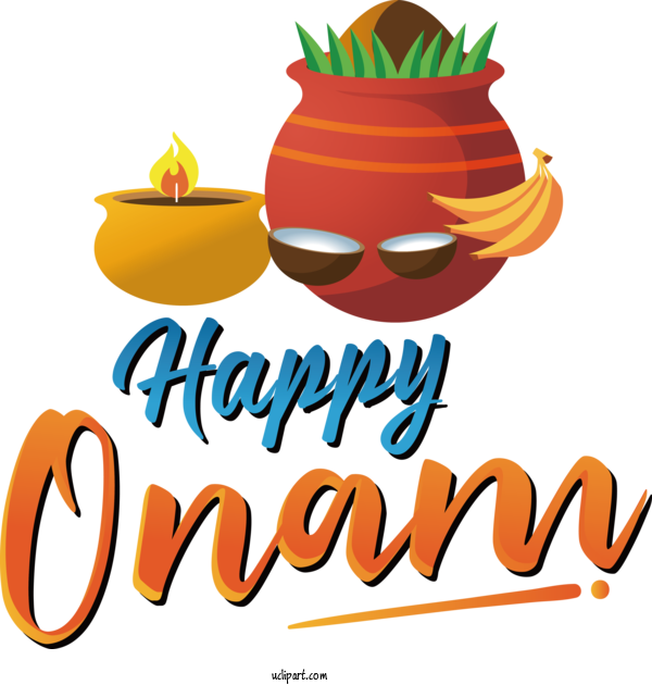 Free Holiday Logo Text Fruit For Happy Onam Clipart Transparent Background