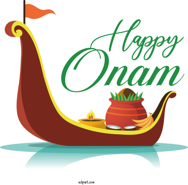 Free Holiday Design Text Line For Happy Onam Clipart Transparent Background