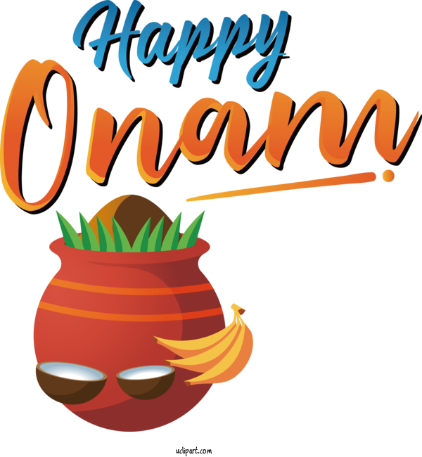 Free Holiday Cartoon Line Logo For Happy Onam Clipart Transparent Background