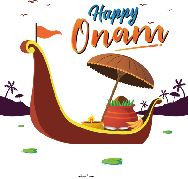 Free Holiday Cartoon Drawing Tree For Happy Onam Clipart Transparent Background