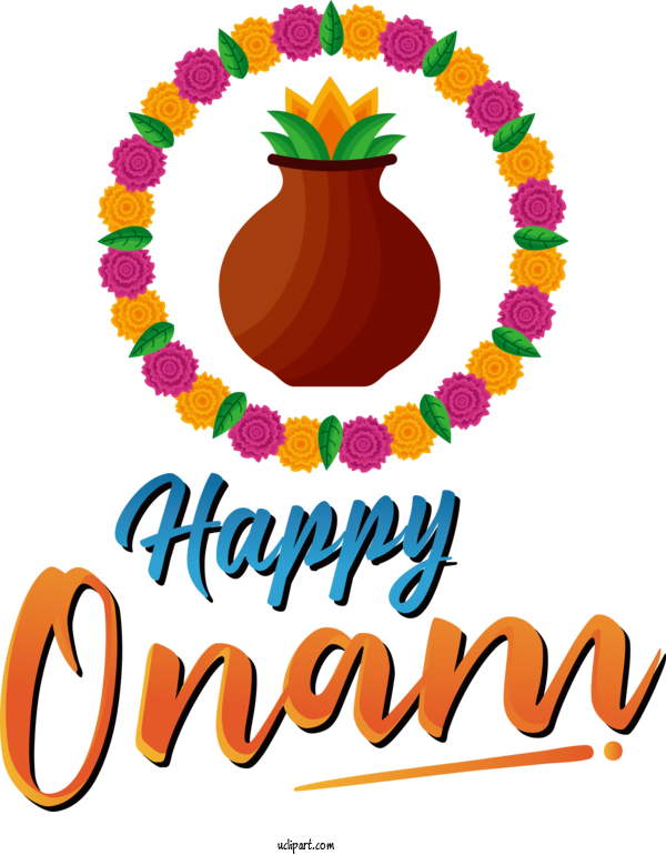 Free Holiday Logo Flower Drawing For Happy Onam Clipart Transparent Background