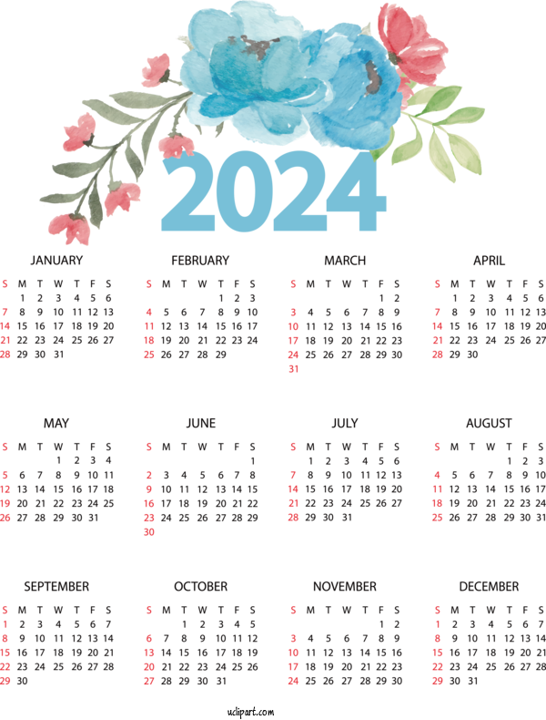 Free 2024 Yearly Calendar Calendar Day Of Week Malayalam Calendar For 2024 Yearly Printable Calendar Clipart Transparent Background