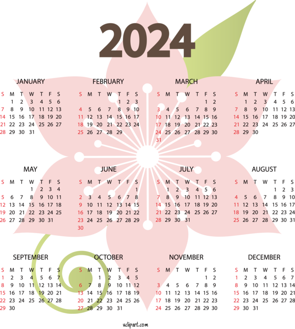Free 2024 Yearly Calendar Design Calendar Line For 2024 Yearly Printable Calendar Clipart Transparent Background