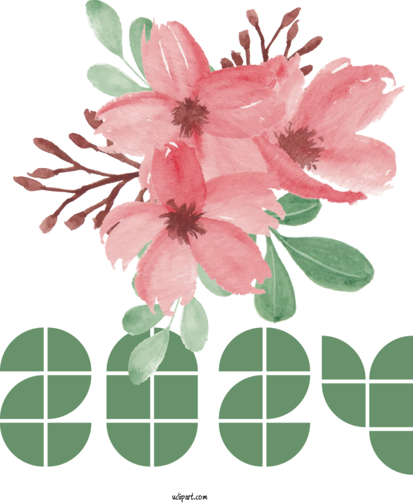 Free 2024 New Year Flower Cherry Blossom Mother's Day For New Year 2024 Clipart Transparent Background
