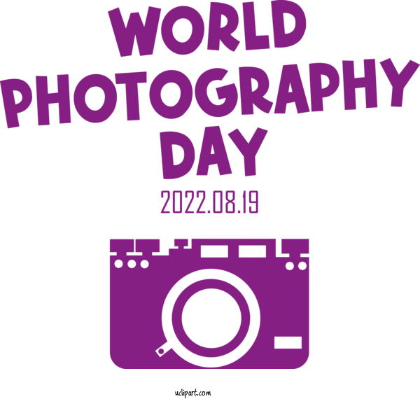 Free Holiday Logo Font Violet For World Photography Day Clipart Transparent Background