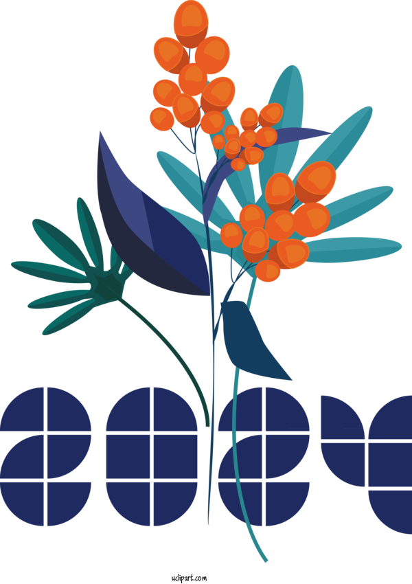 Free 2024 New Year Flower Floral Design Vase For New Year 2024 Clipart Transparent Background