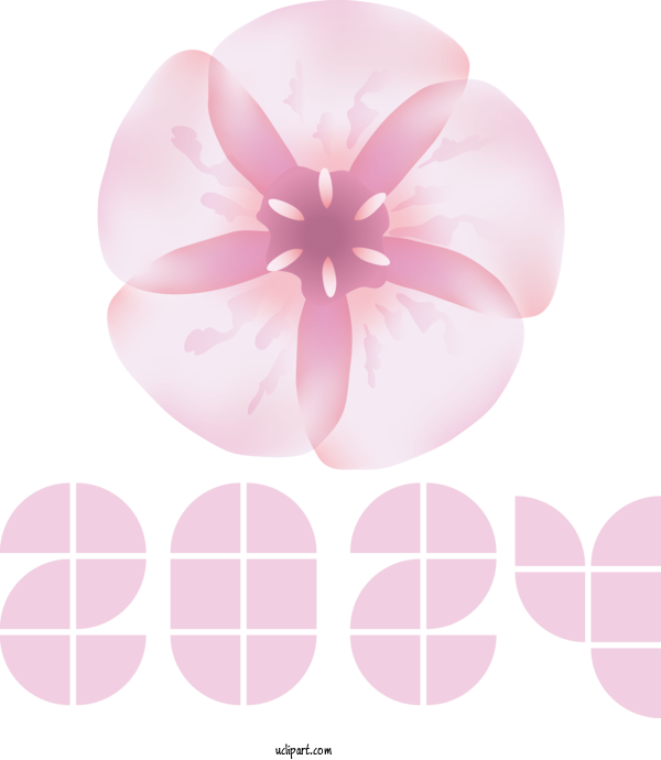 Free 2024 New Year Flower Petal Floral Design For New Year 2024 Clipart Transparent Background