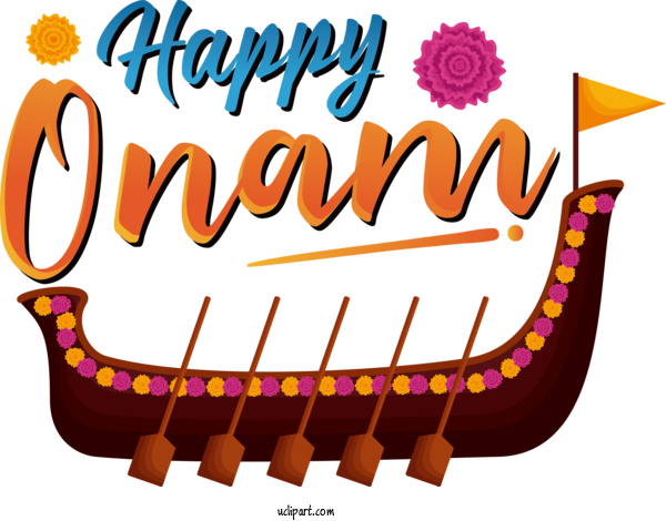 Free Holiday Logo Text Line For Happy Onam Clipart Transparent Background