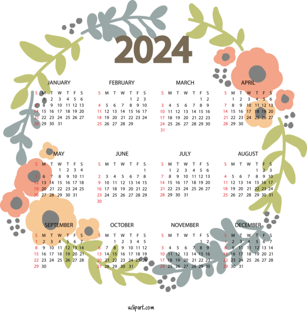 Free 2024 Yearly Calendar May Calendar Calendar New Year For 2024 Yearly Printable Calendar Clipart Transparent Background